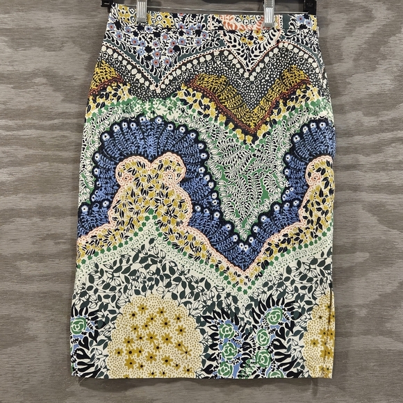 Anthropologie Dresses & Skirts - Moulinette Soeurs SZ 0P Festive Multicolor Midi Lined Pencil Skirt Side Zip
